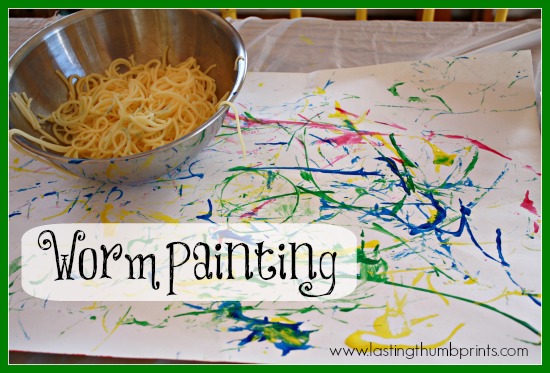 Worm Painting -  An Art Sensory Experience with Spaghetti