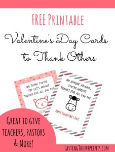Free Printable Valentine's Day Cards to Thank Others