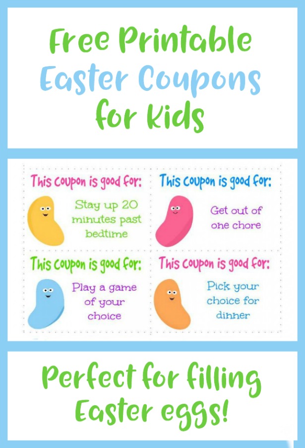 Grab These Free Printable Easter Coupons for Kids! Perfect frugal Easter egg filler your kids will love!