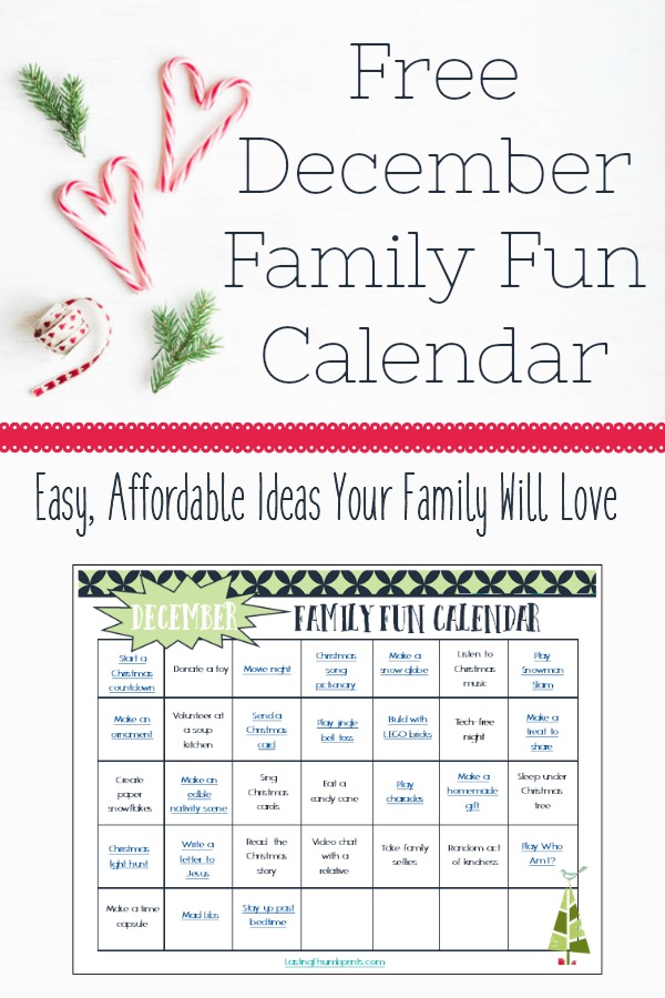 December Family Fun Printable Calendar